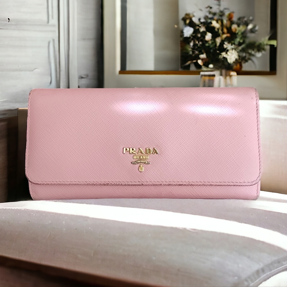 Prada Portfolio Wallet in Pink Leather